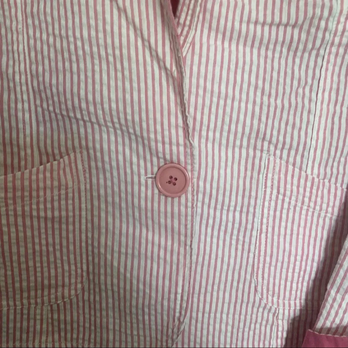 Womans Pink White Pinstriped light career Jacket - Image 7