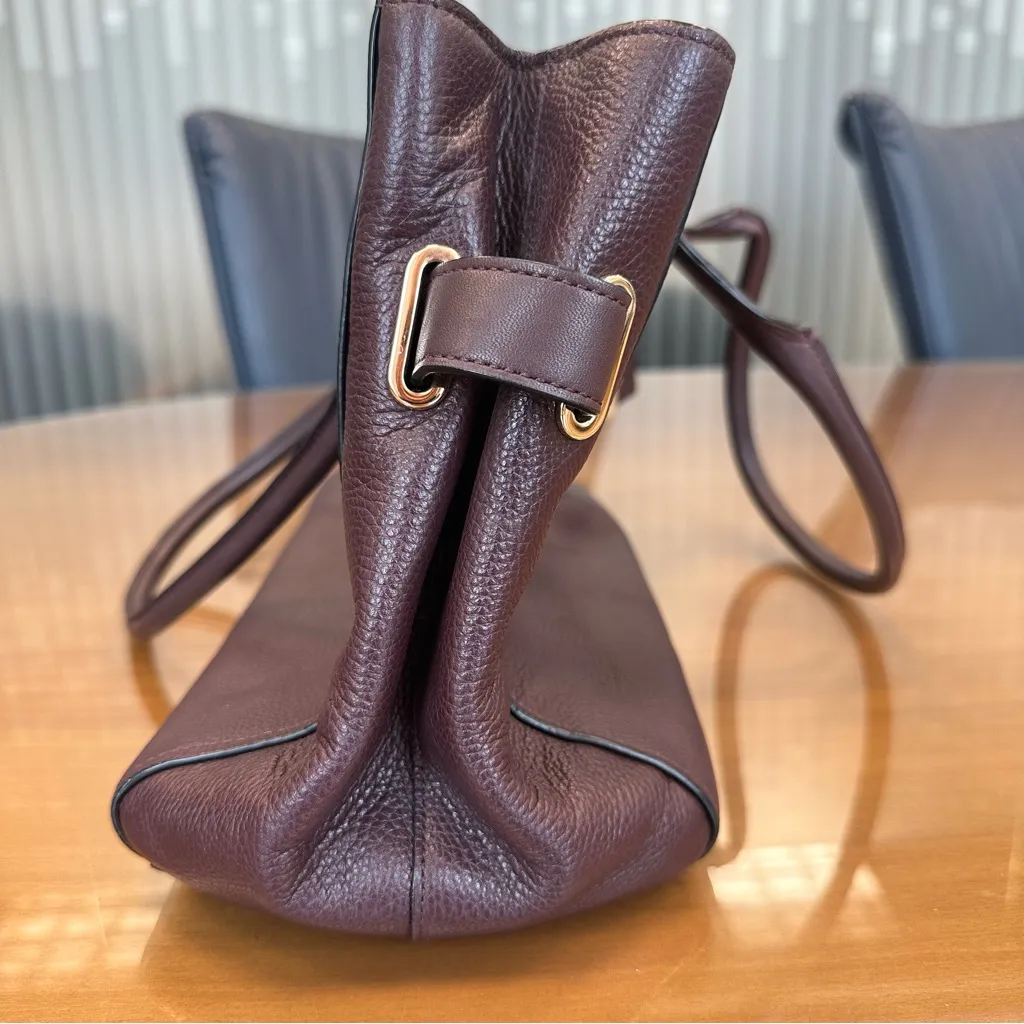 Coach Women's Swagger Carryall‎ Pebble Leather Satchel Bag Oxblood Maroon - Image 9