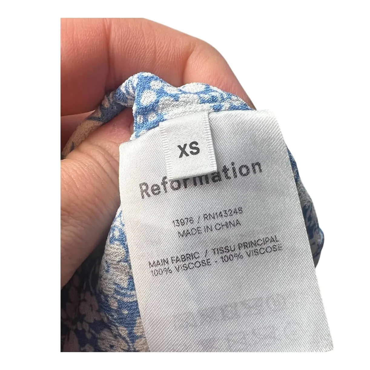 Reformation Orangerie Blue Floral Mini Dress Women’s Size XS - Image 8