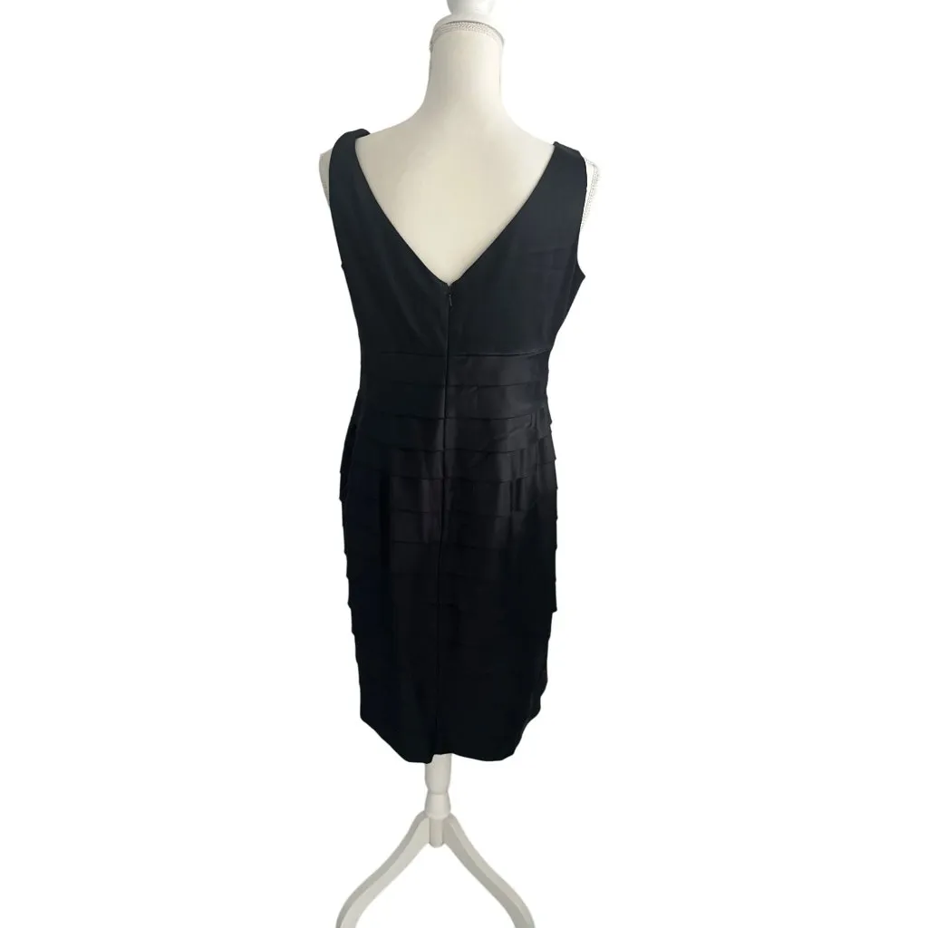 JONES NEW YORK Black Layered Cocktail Dress Size 12 - Image 7