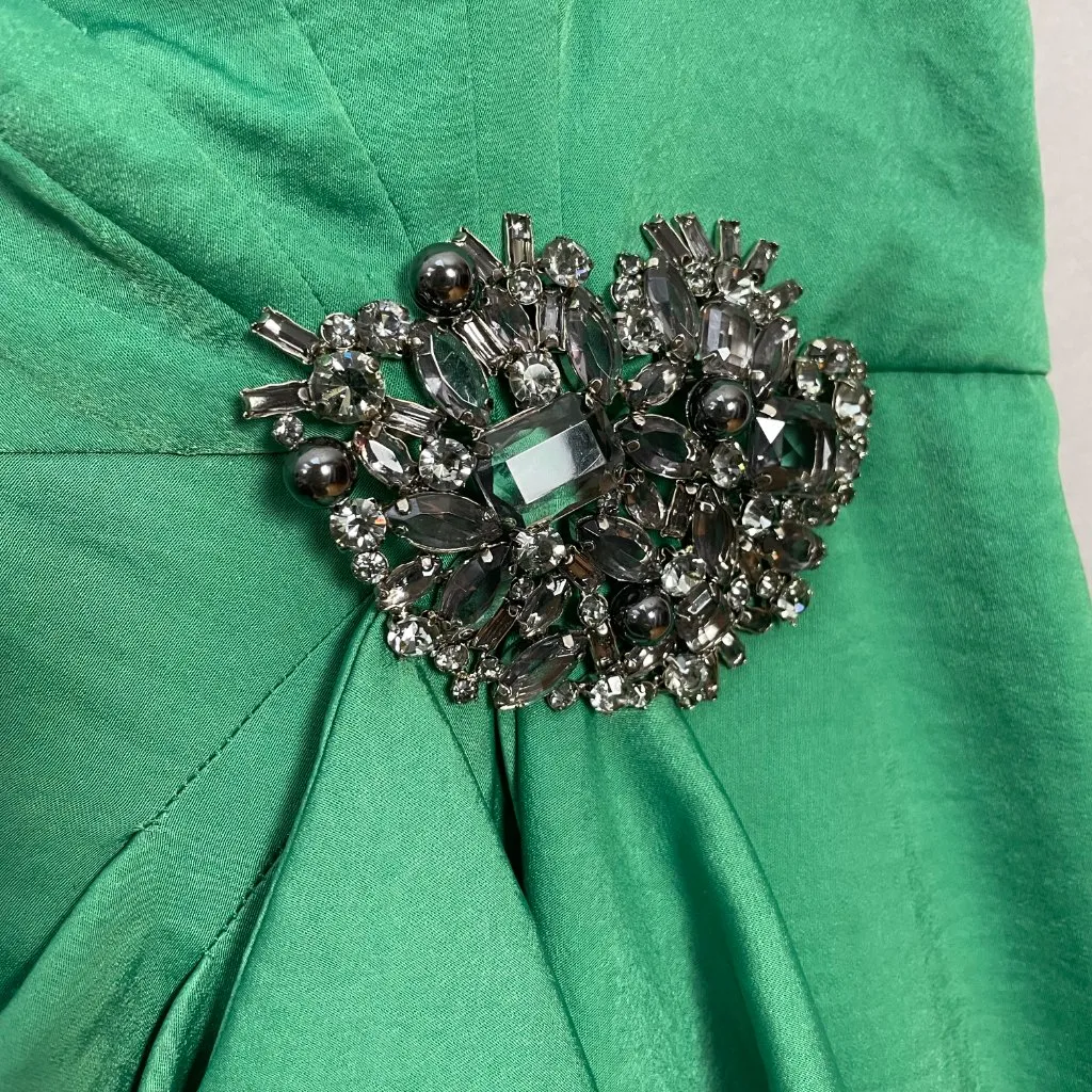 BCBGMaxAzria Strapless Dress‎ Brooch Larre Kelly Green Sz 10 Cocktail Homecoming - Image 14