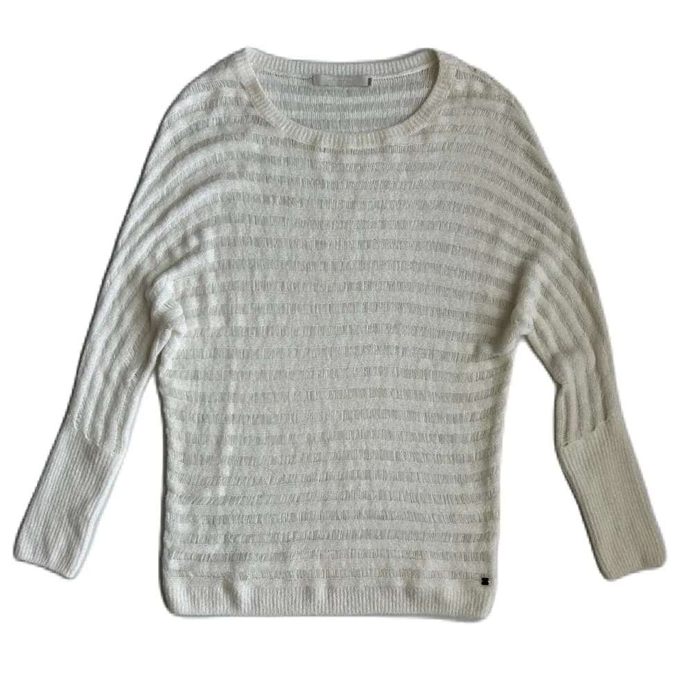 One Grey Day Revolve Top Women's Ivory Loose Knit Long Sleeve Sweater Small White - Image 1