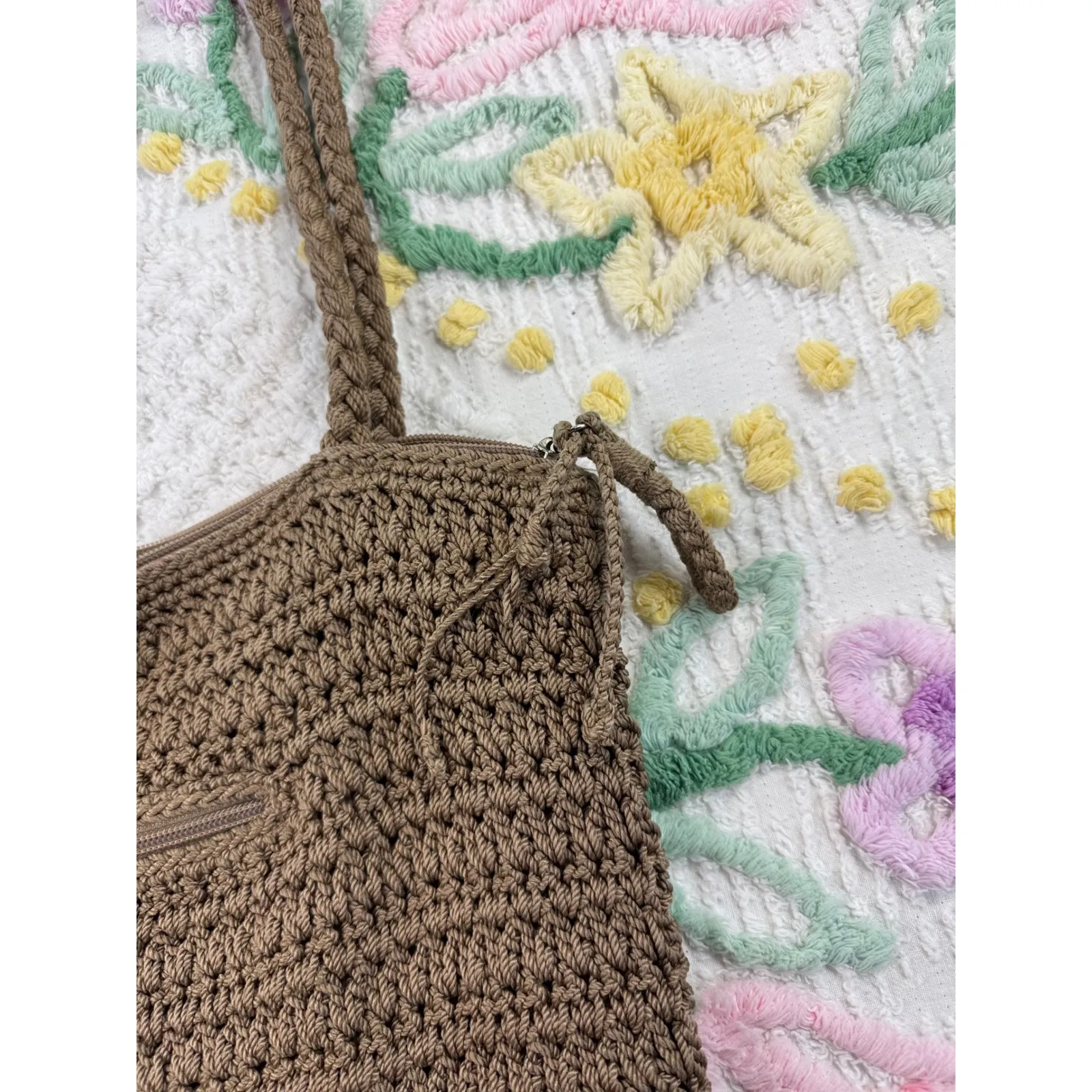 The‎ Sak Crochet Tote Bag Brown Hobo Shoulder Bag - Image 6