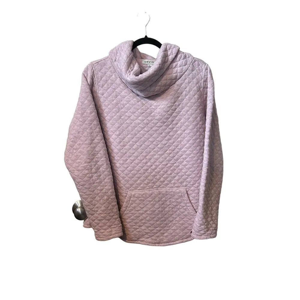 Orvis Pink/Lavender Quilted Cowl Neck Long Sleeve Kangaroo Pocket M Sweatshirt. - Image 7