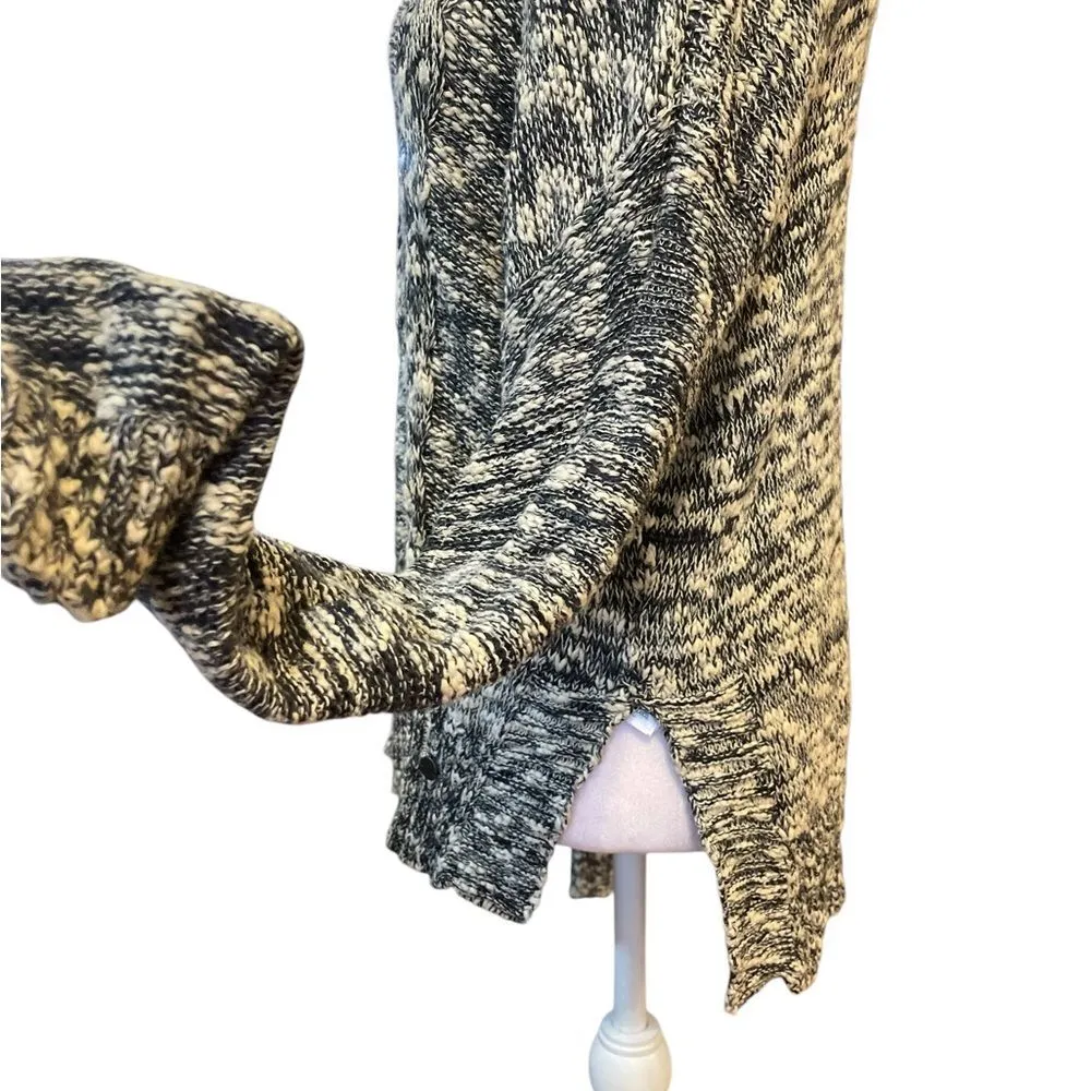 Roxy Cable Knit Sweater High Low Hem Grey Marbled Womens Size Medium - Image 4