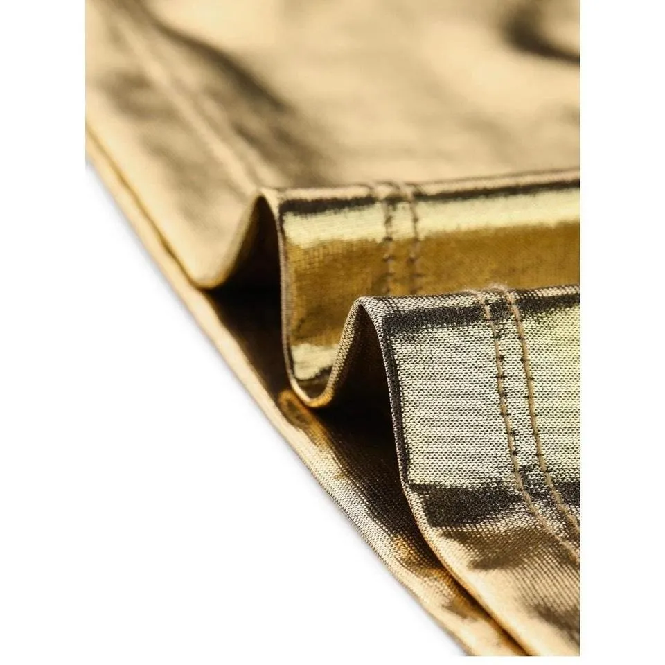 Allegra‎ K Women's Gold Metallic Deep V Top Size XS - Image 5