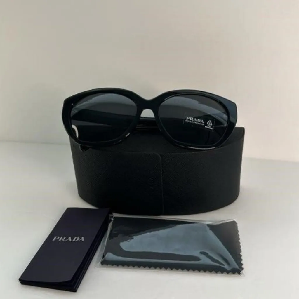 💯- New Authentic PRADA  Acetate Sunglasses SPR 16X-F Black - Image 7