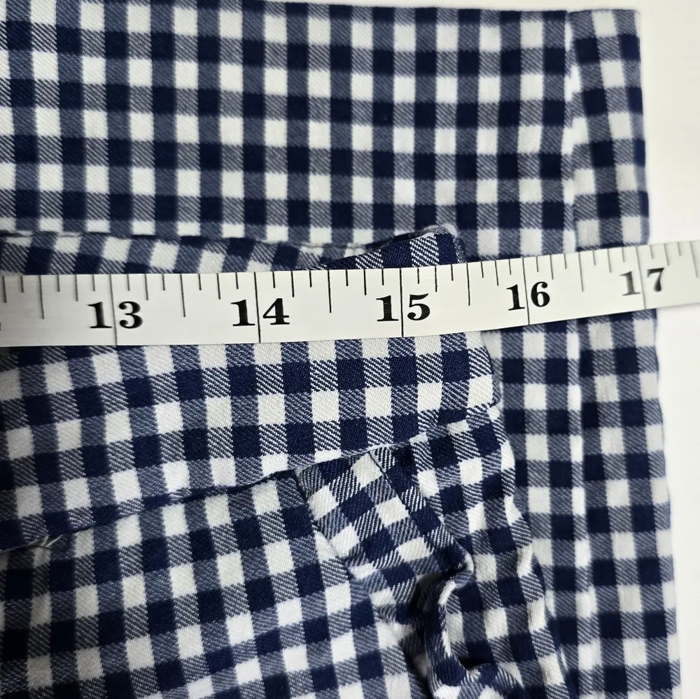 Cynthia Rowley Blue & White Gingham Rugfle Detail Slim Ankle Pants Size 10 - Image 5