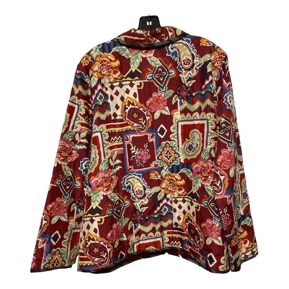 Koos of Course Double sided Blazer Jacket Silk Floral Paisley Quilted and lined Red Size L - Image 2
