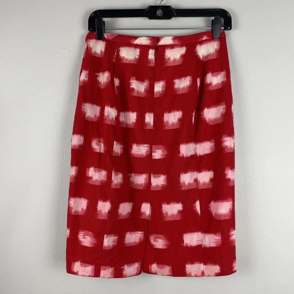 Corey Lynn Calter Anthropologie Womens Size 4 Knee Length Pencil Skirt Red White - Image 2