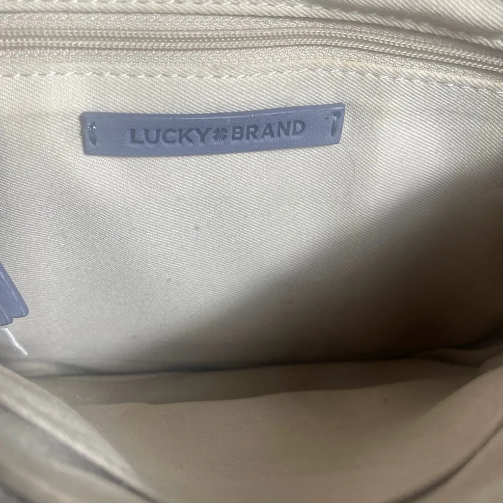 Lucky Brand Gray Leather Crossbody Bag Adjustable Strap Small Shoulder Purse - Image 6