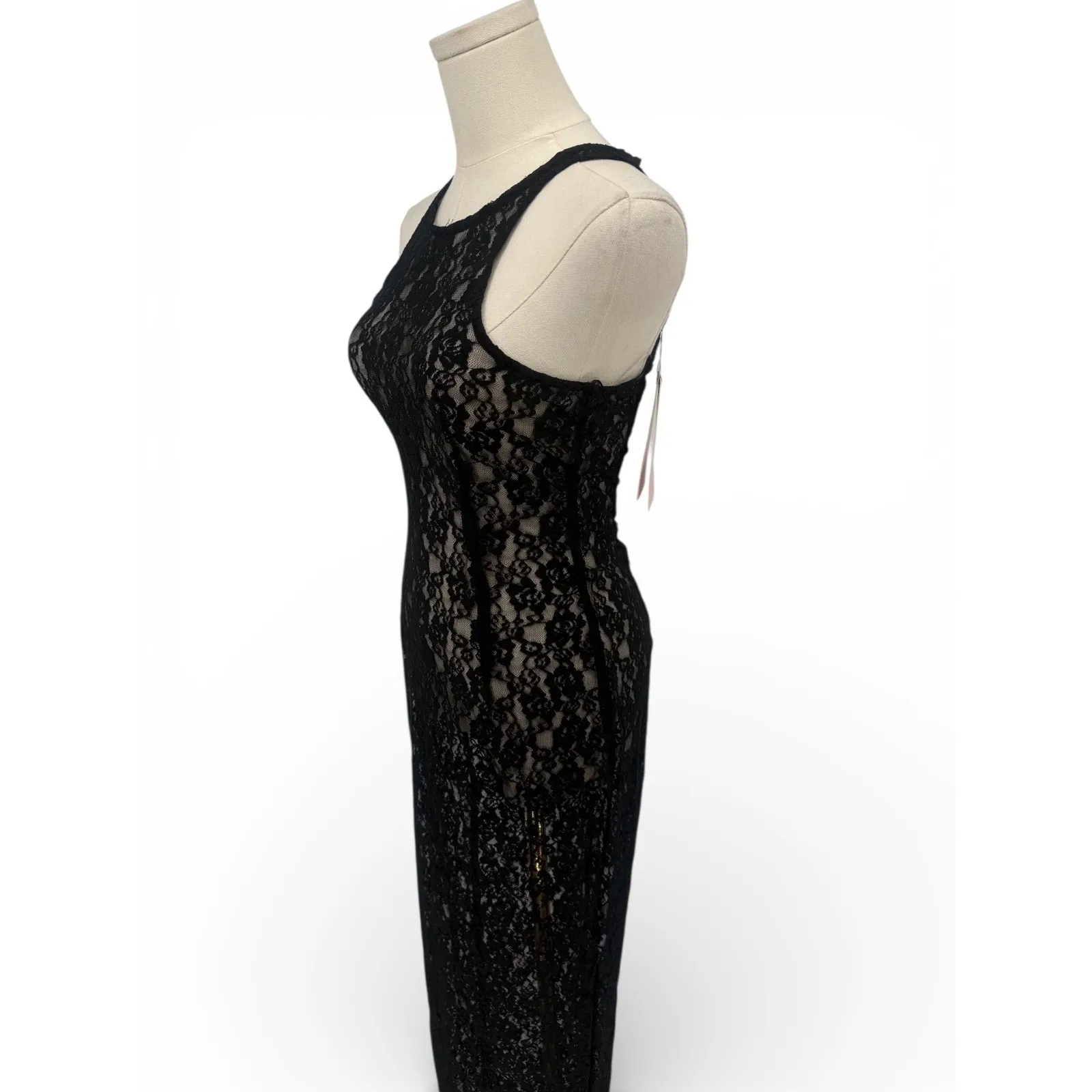Miscreants London Tanya Black Sheer Lace Maxi Dress NWT UK 6 US 2 - Image 6