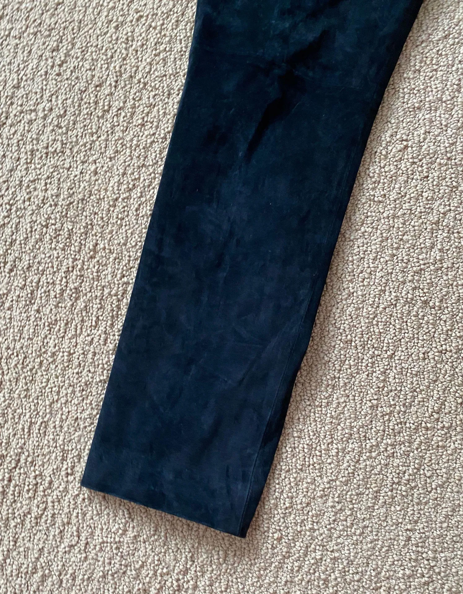 Black Y2K Suede Straight Leg Pants - Image 7