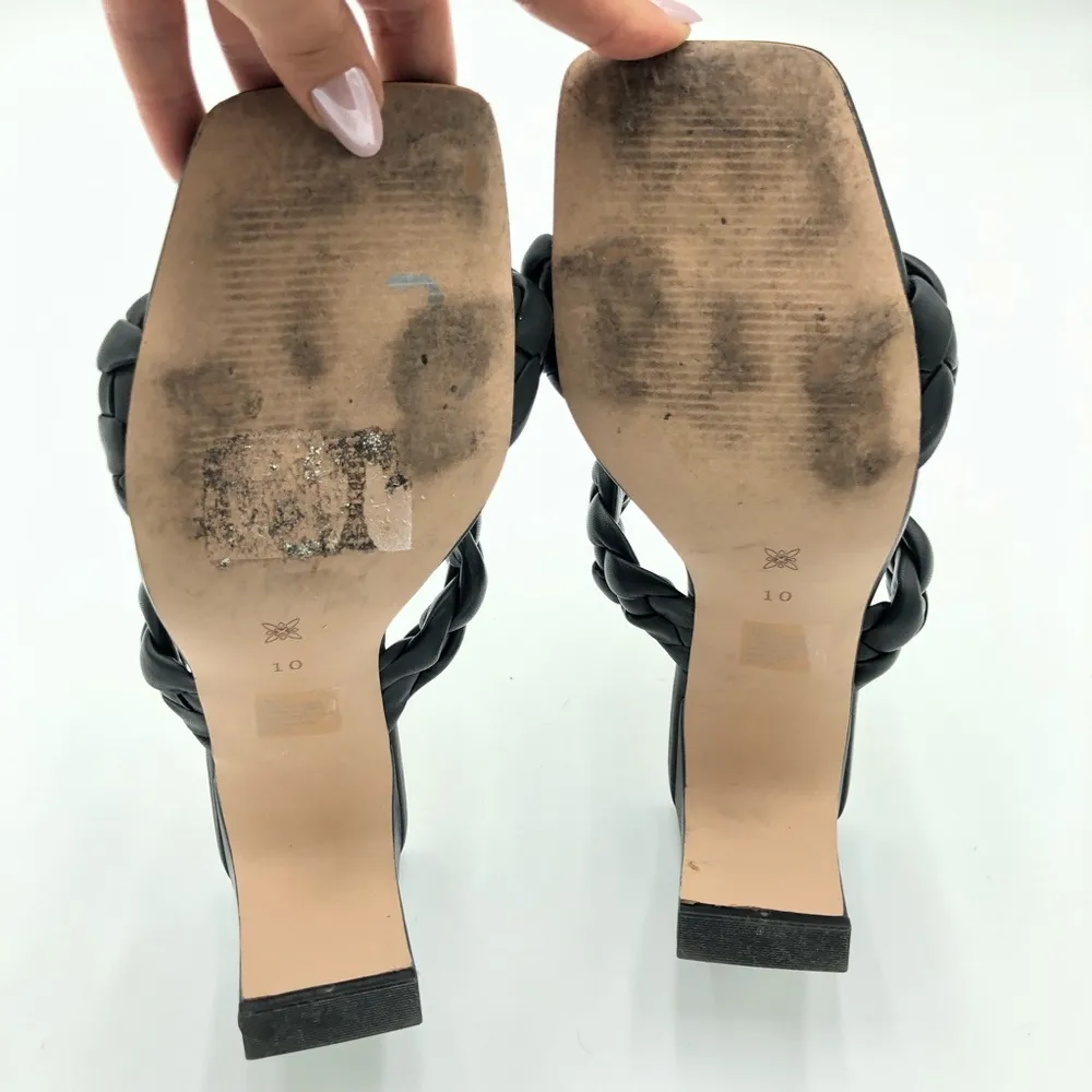 BCBGeneration FINAA Black Braided Block Heeled Sandals Size 10 - Image 11