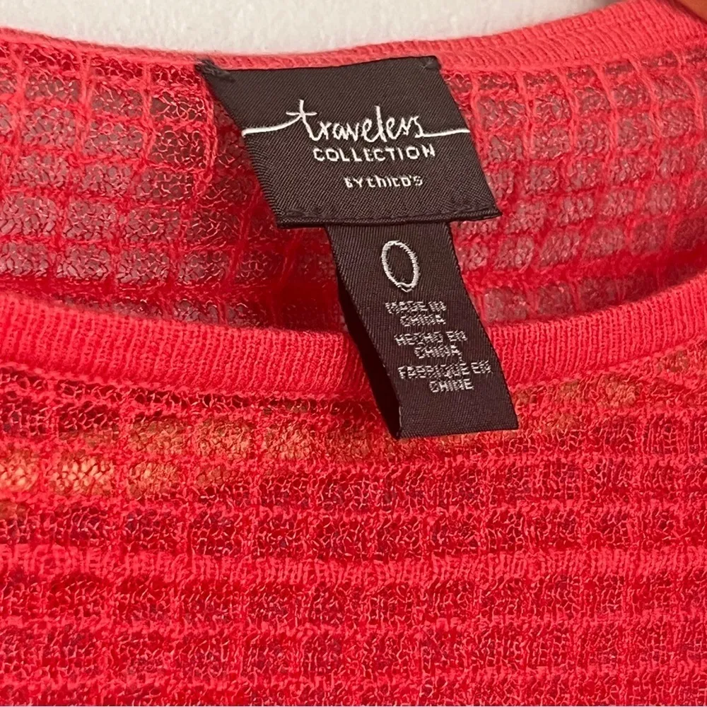 Chicos Travelers Collection Tunic Knitted Knit Pullover Tangerine Pink Small - Image 2