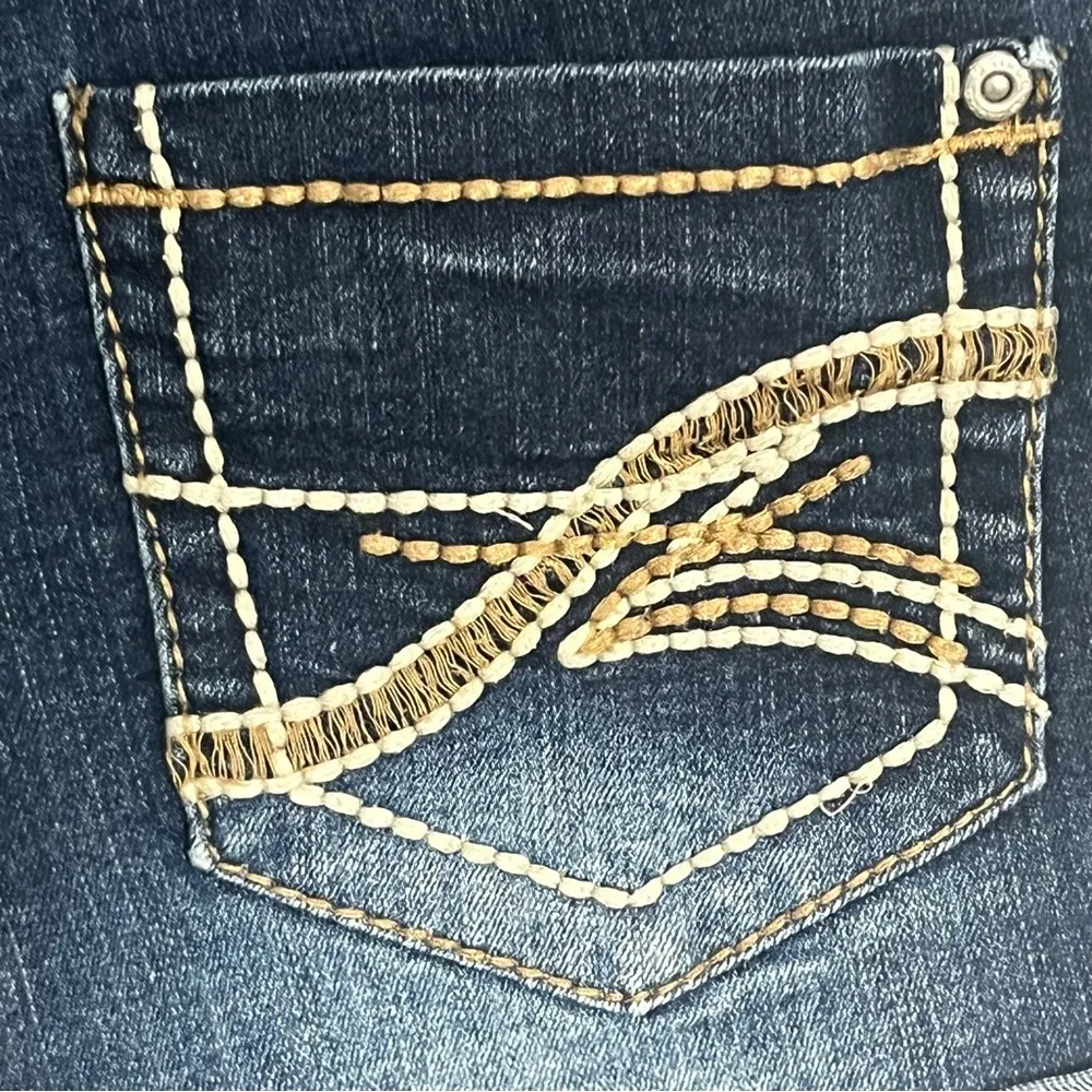 Women’s Juniors Mudd 90s Y2K Denim Jean Shorts Size 9 Dark Wash Contrast‎ Trim - Image 13