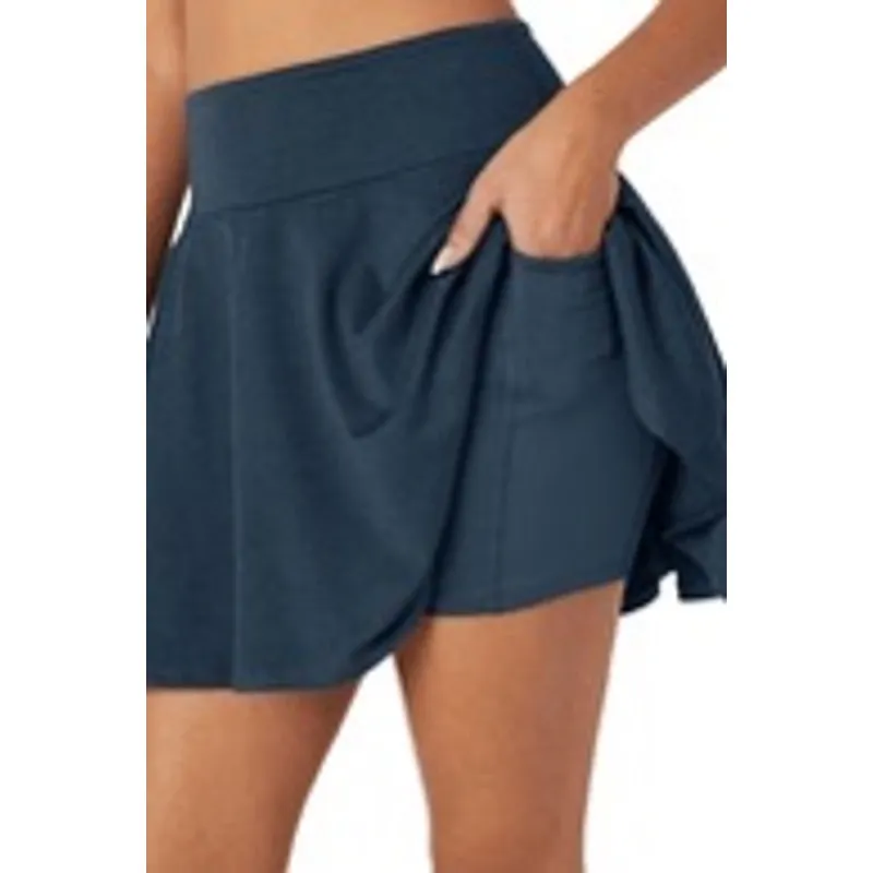 Women's Beyond Yoga Spacedye Hot Shot Circle Skirt Small Blue Navy Shorts Under - Image 2