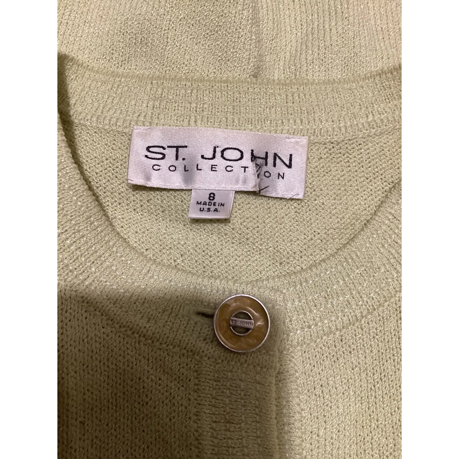 St. John Collection Cardigan Sweater Light Green Button Front Size 8 - Image 5