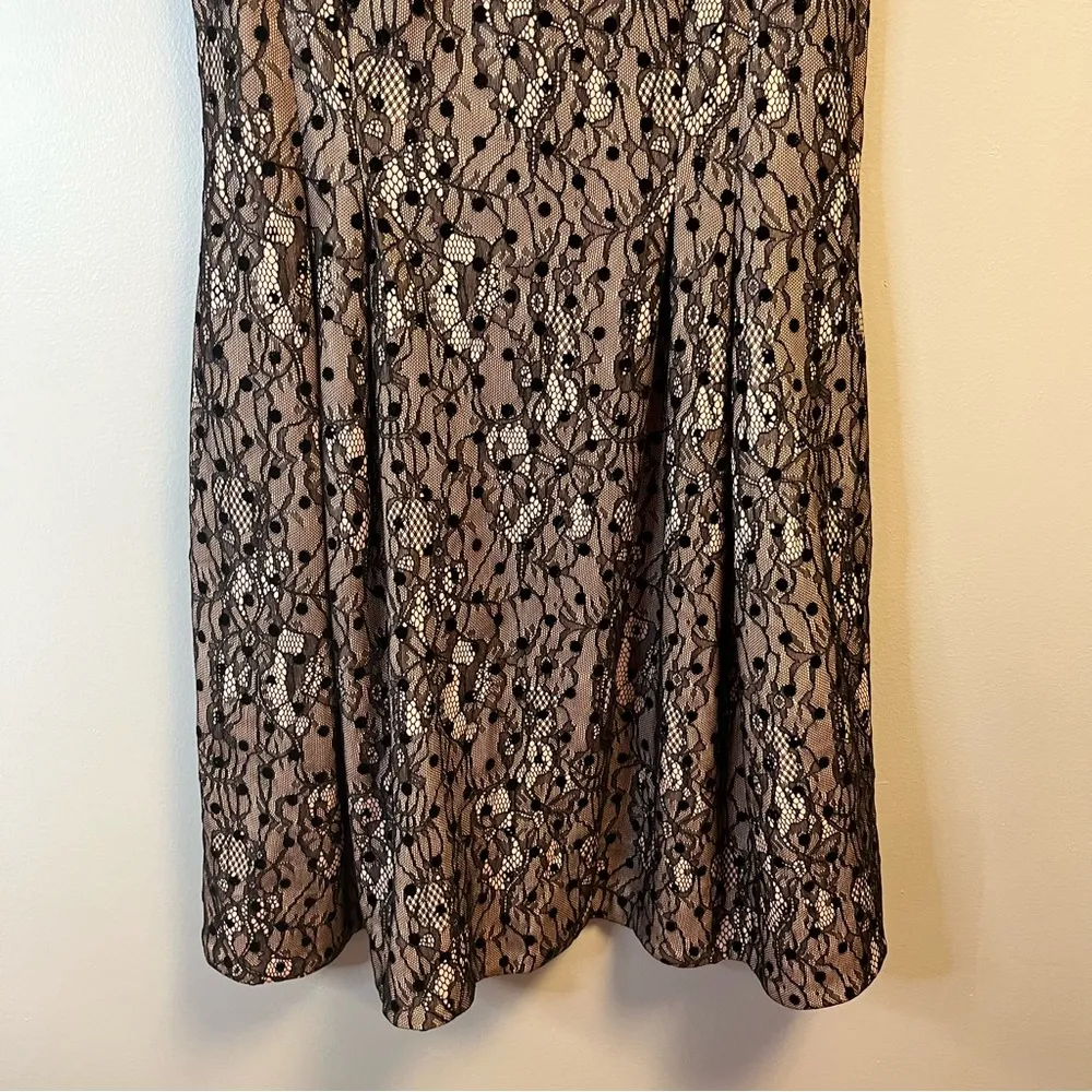 Jason Wu Dress Black Floral & Polka Dot Lace over Pale Pink Mini w/Pockets S GUC - Image 6