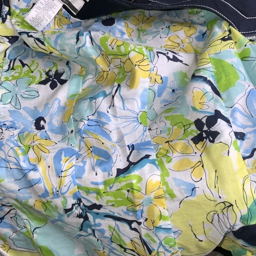 Nine & Company Navy Blue White Stitching No Collar Tailored Sporty Jacket 8 - Image 9