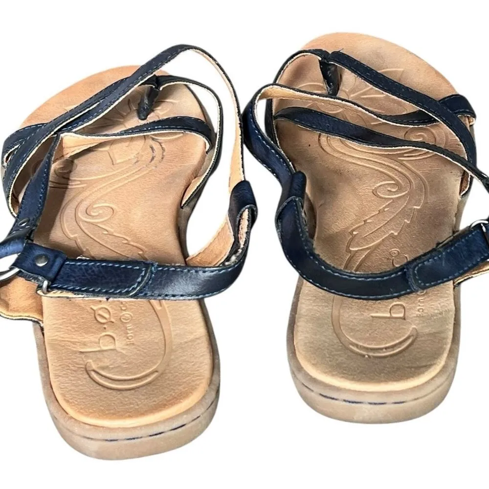 BOC Pearly Sandals Womens Size 7M Blue Faux Leather Toe Post Strappy Comfort - Image 9