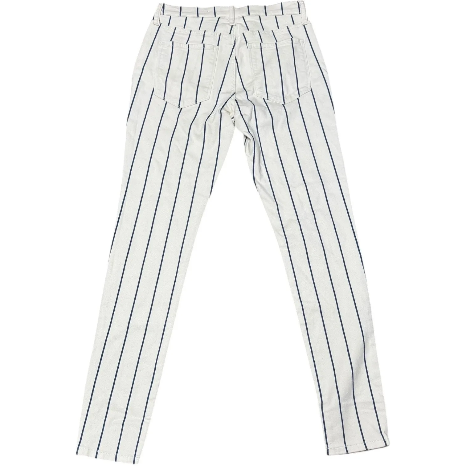Banana Republic Mid Rise Skinny Ankle Jeans Cream Blue Stripe 28L - Image 4