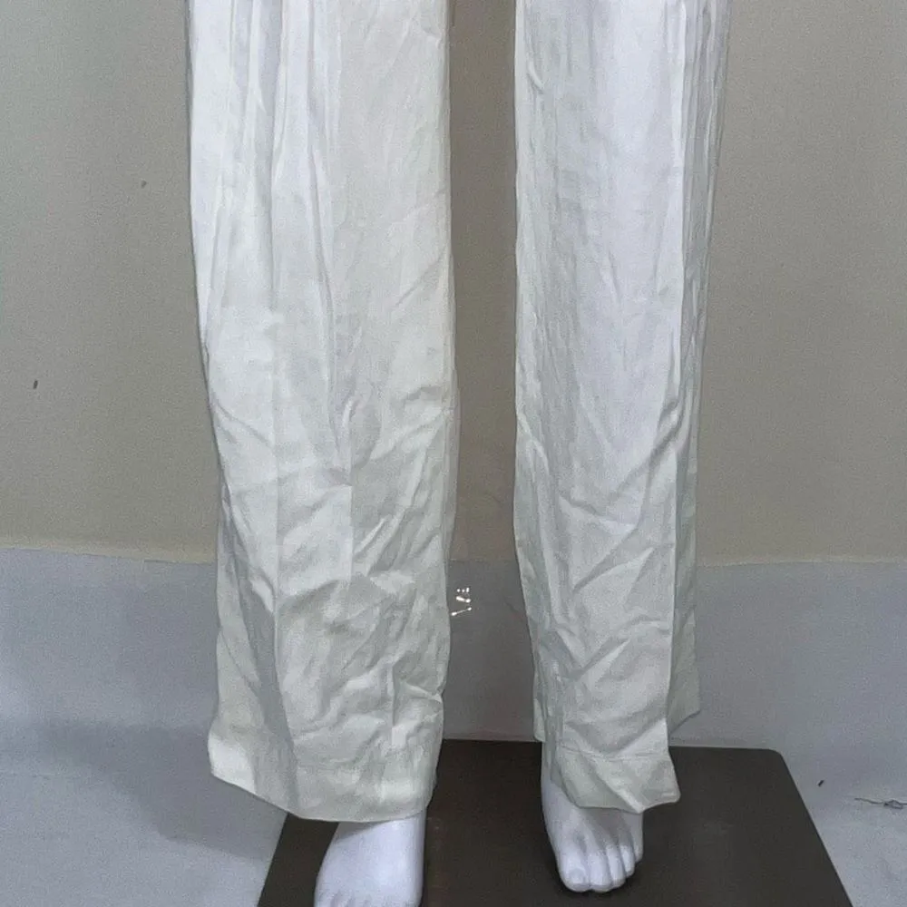 Stile Benetton Viscose Sash-Waist Wide Leg Pants in Cream - Image 3