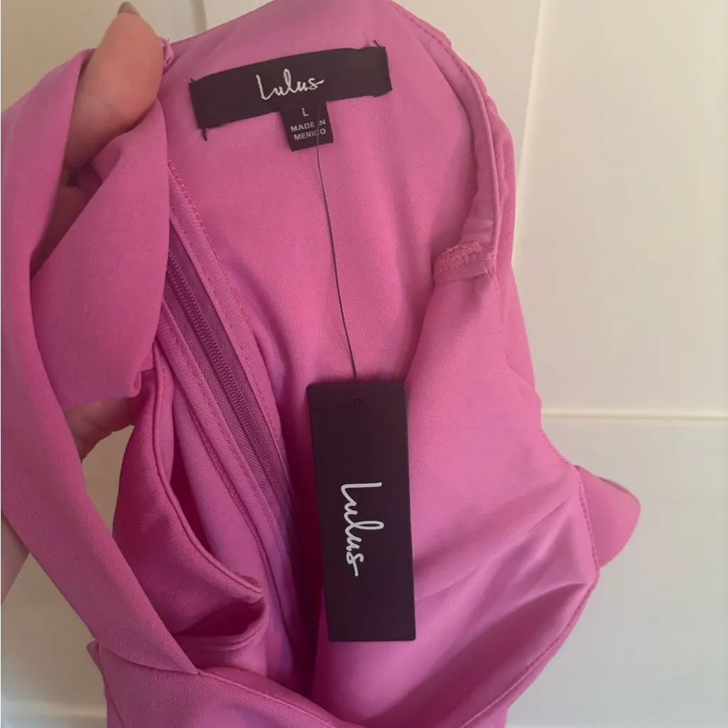 Lulus Always Beautiful Rose Pink Sleeveless Tulip Midi Dress Size Largw NWT - Image 5