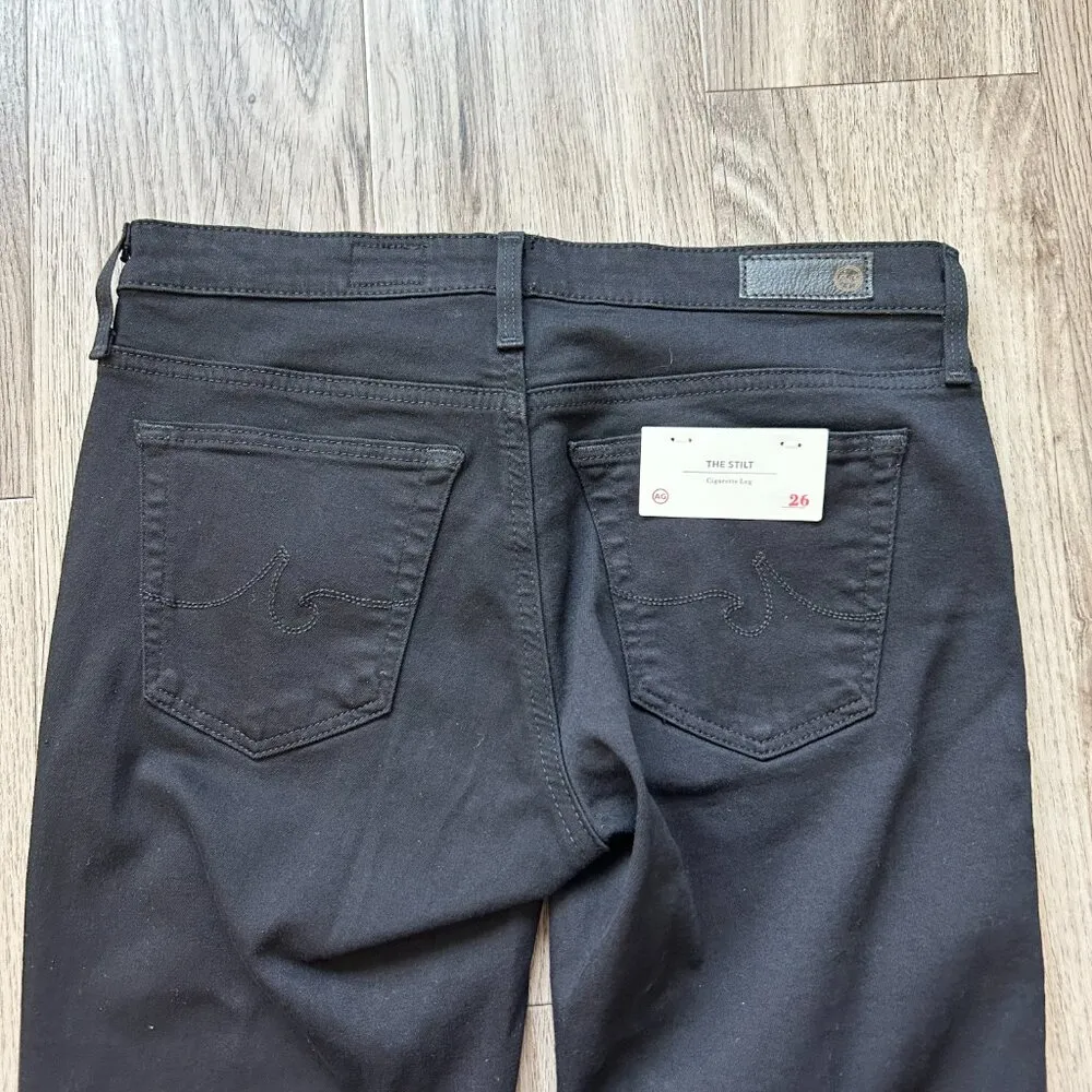 AG Adriano Goldschmied The Stilt Cigarette Leg Legging Ankle in Super Black NWT - Image 11