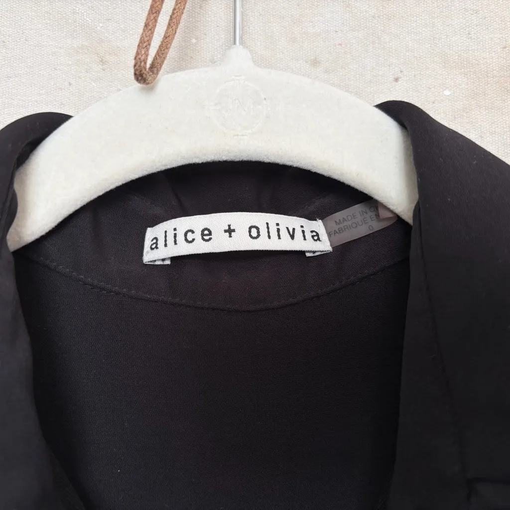 Alice + Olivia Carie Belted Black Button Up Shirt Dress - Image 4