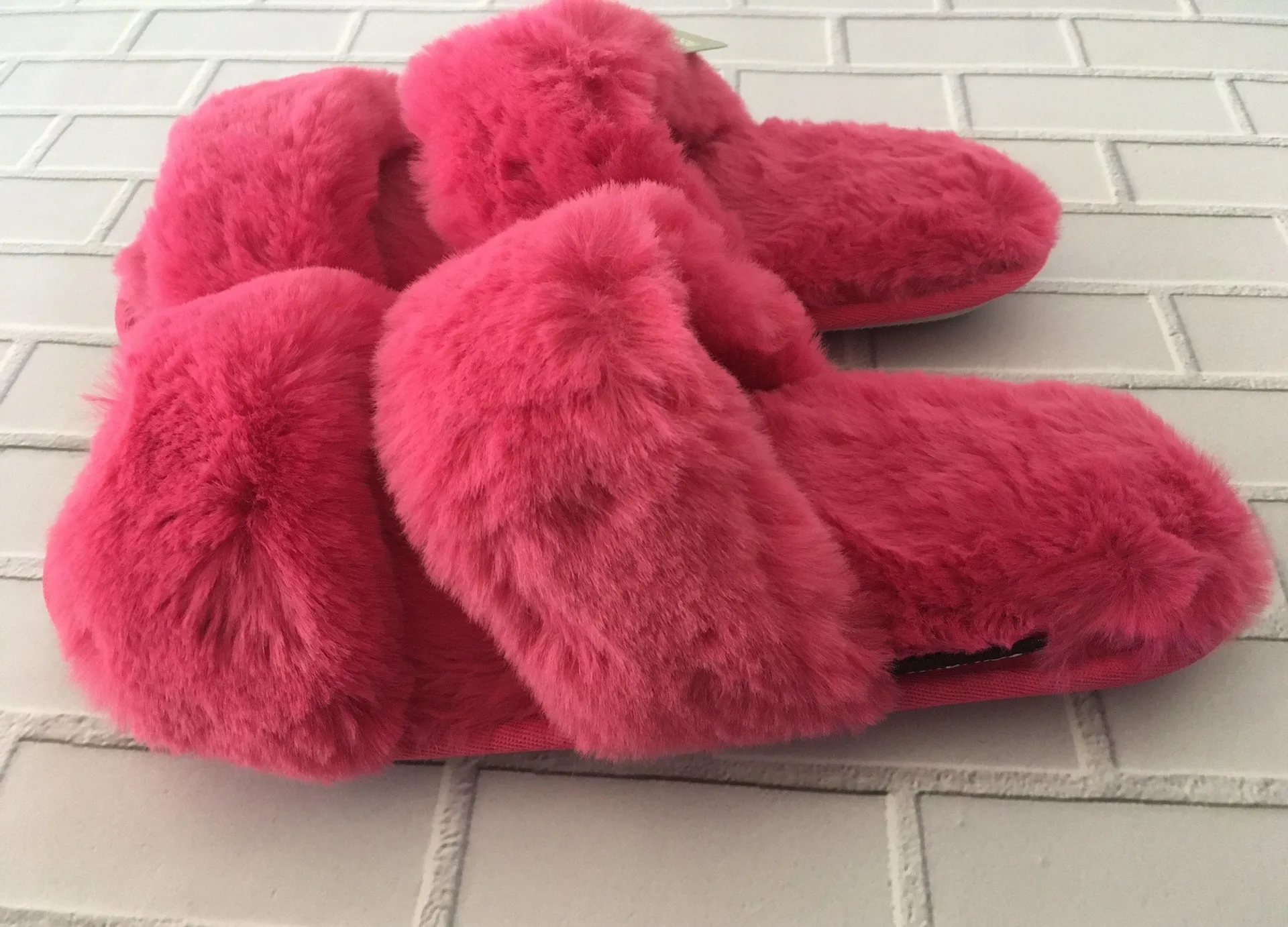 Pink Plush Slippers, Size 8 - Image 2