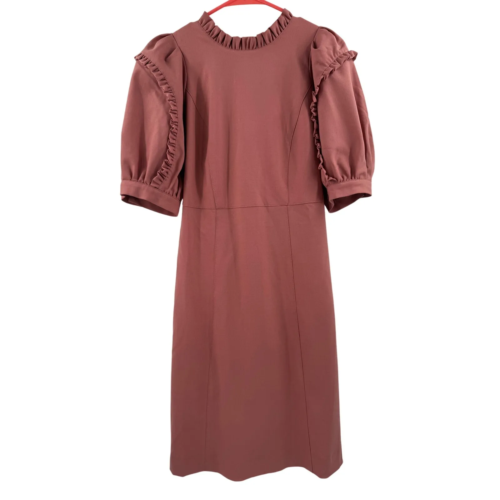 Sea New York Hayes Dress Size 4 Empire Midi Rose Pink Wool Blend Designer Luxury - Image 5