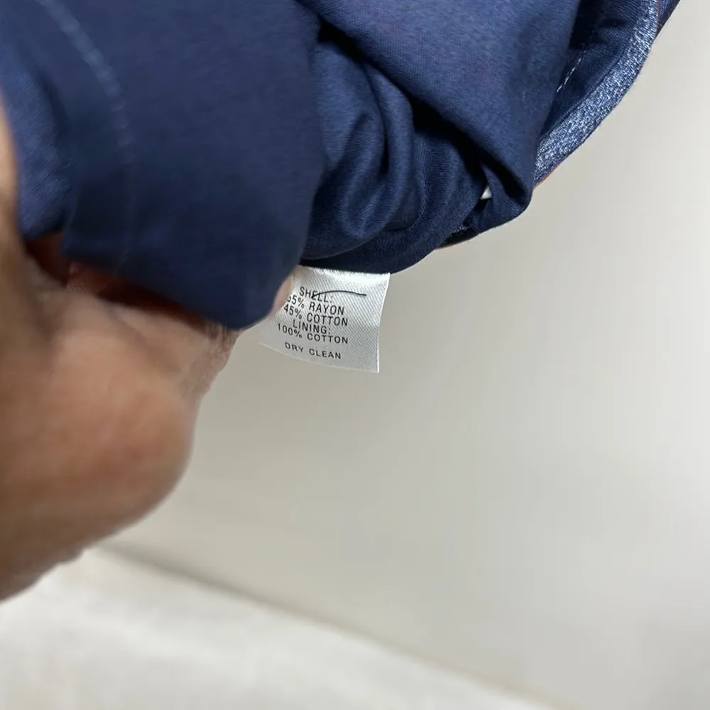 LOFT Blue and Yellow Sheath Dress 3/4 Sleeve Scoop Neck - Image 7