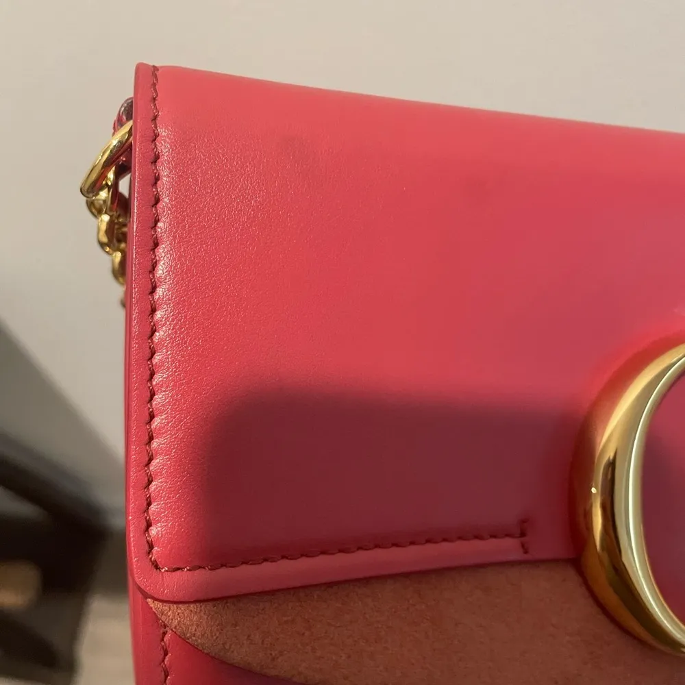 EST. Retail $1,500 CHLOÉ Scarlet Pink C Ring Crossbody Bag - Image 10