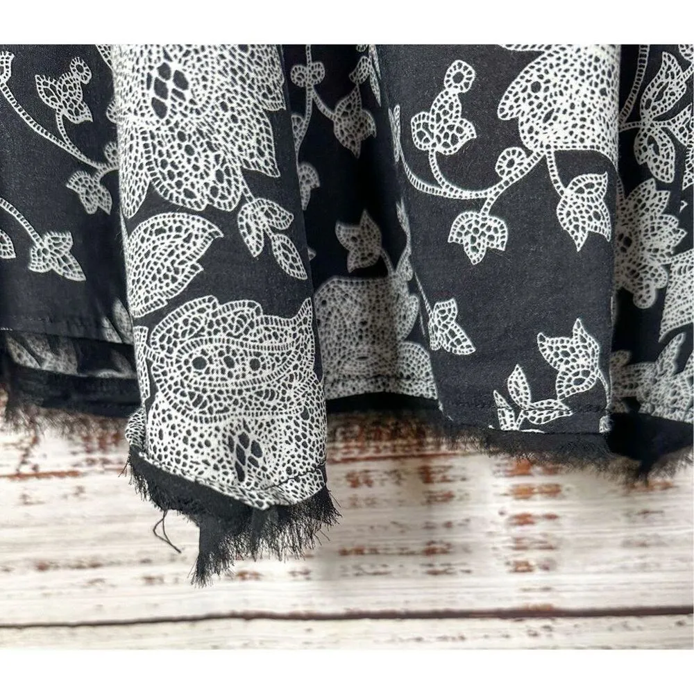 Silence + Noise Women's Floral Scoop Neck T-Shirt Dress Black White Sz XS - Image 4