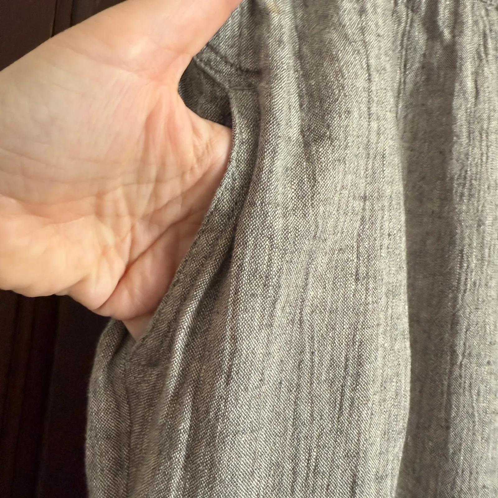 POETRY | Linen Cotton Blend Crinkle Gauze Relaxed Tapered Pant | Size 18 - Image 6