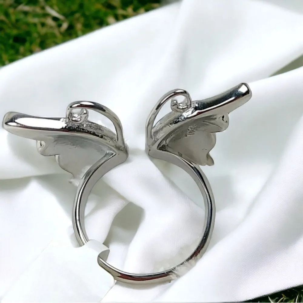 Butterfly Ring Statement Silver Size 10 - Image 6