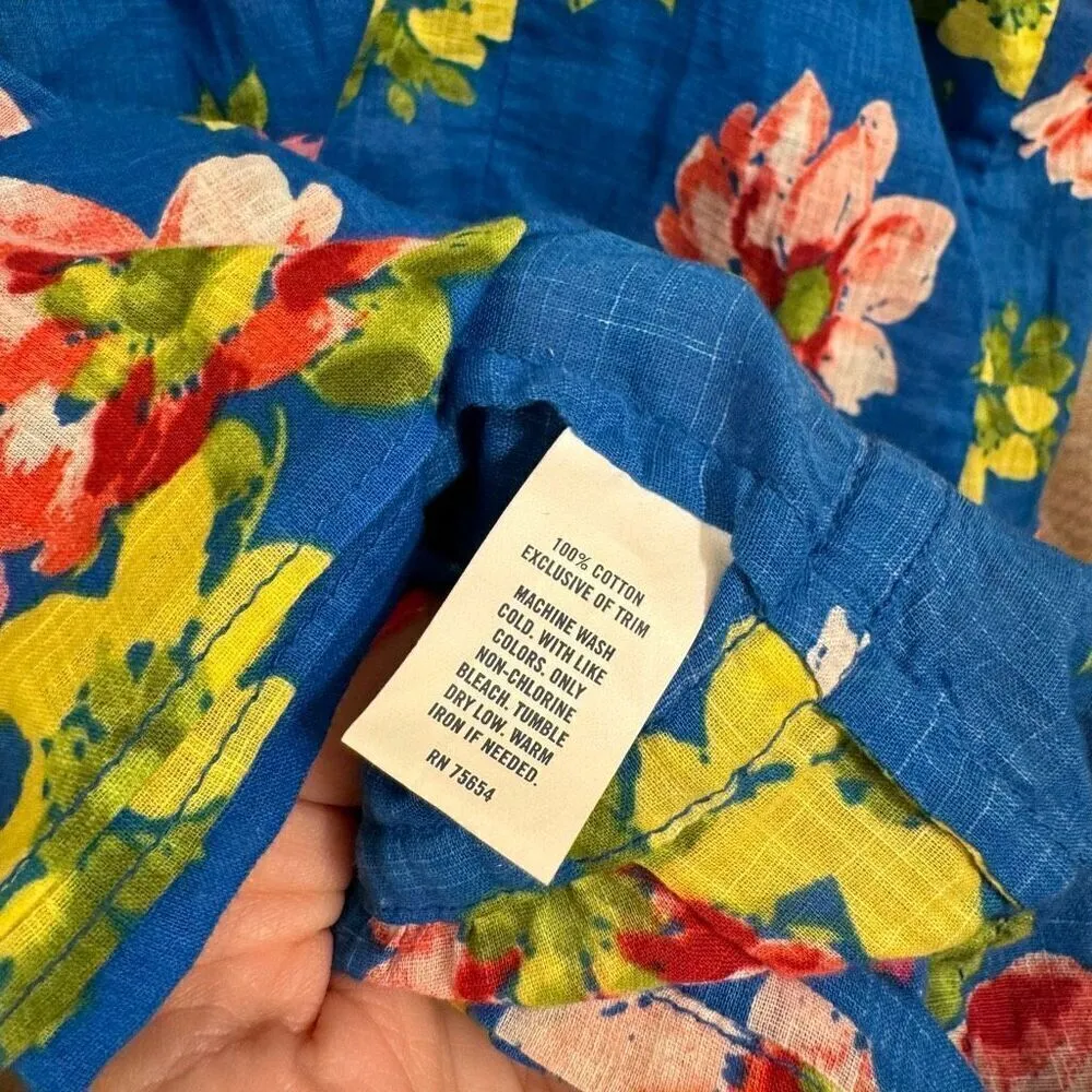 Abercrombie & Fitch Blue Floral Cotton Button Down Tank Top Large NWT - Image 5