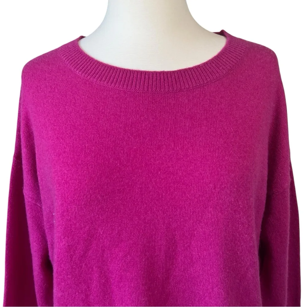 THEORY Criselle O Cashmere Sweater in Royal Raspberry - Image 2