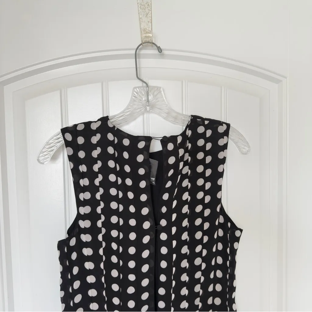 ASOS Black White Polka Dot Whimsical Fairy Round Neck Dress Size 4 NWT Flowy - Image 4