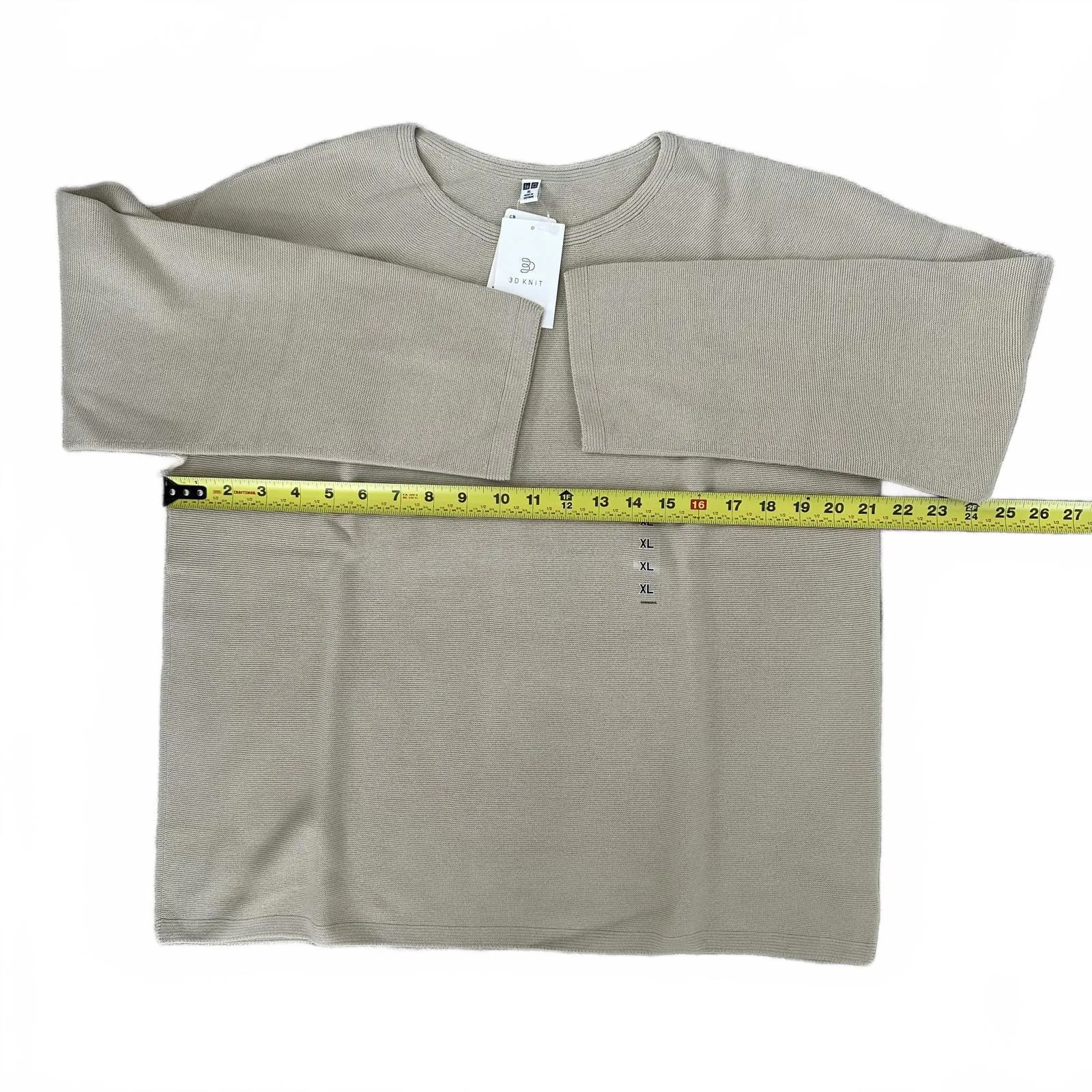 Uniqlo 100% Cotton 3D Knit Cotton Sweater Beige NWT XL - Image 5