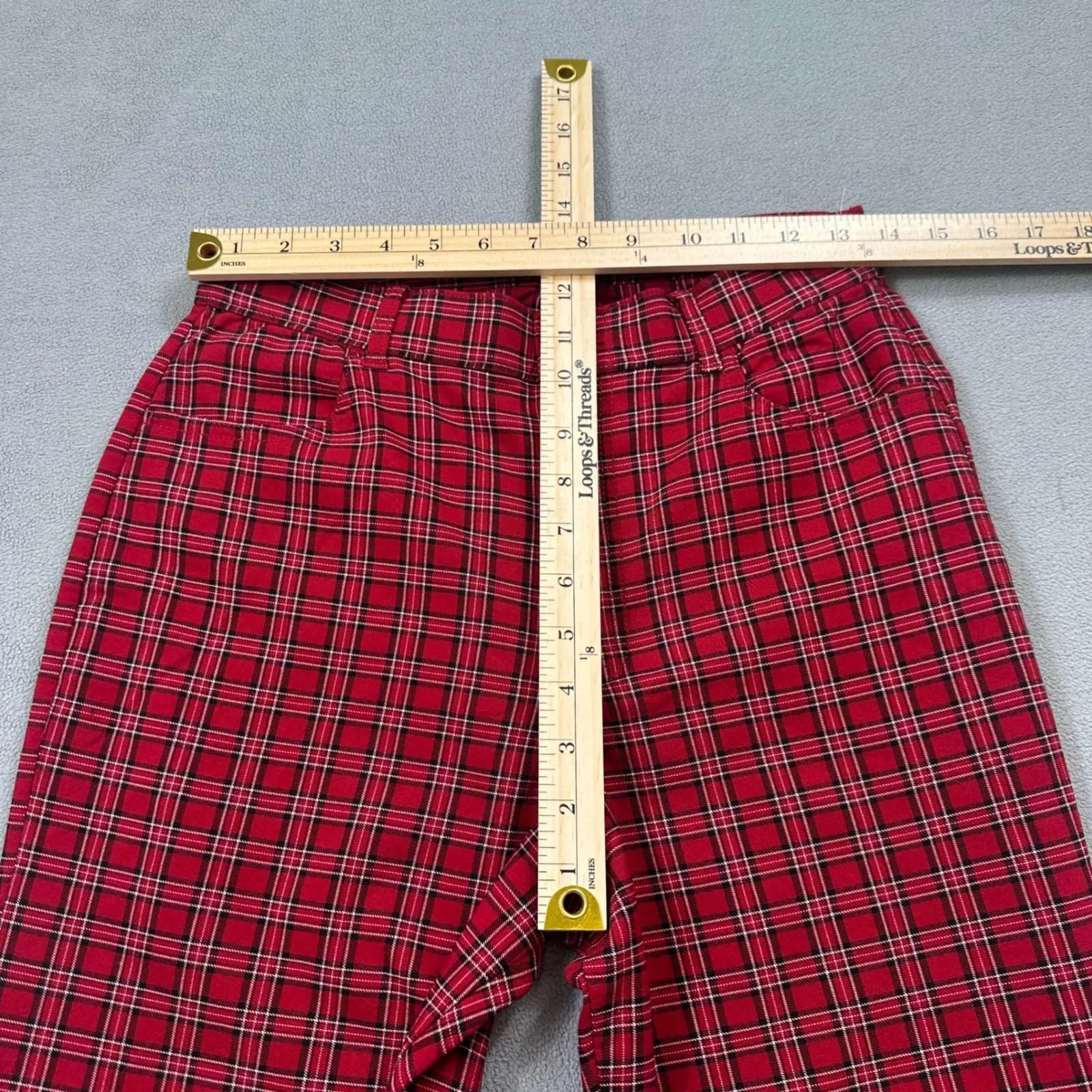 Hollister Plaid Pants Womens M 27x27 Red Ultra High Rise Advanced Stretch School - Image 3