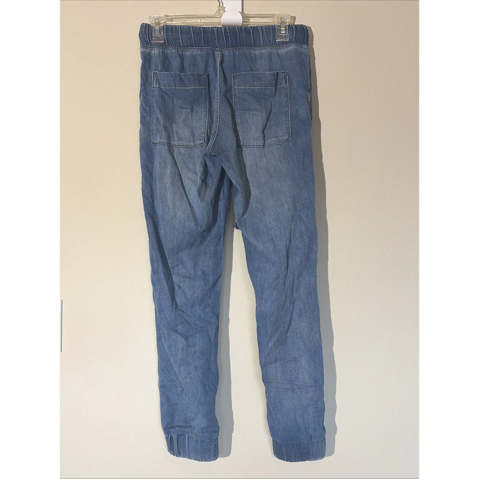 Cloth & Stone Medium‎ Wash Chambray Denim Jogger Elastic Waist Pants Womens XS - Image 4