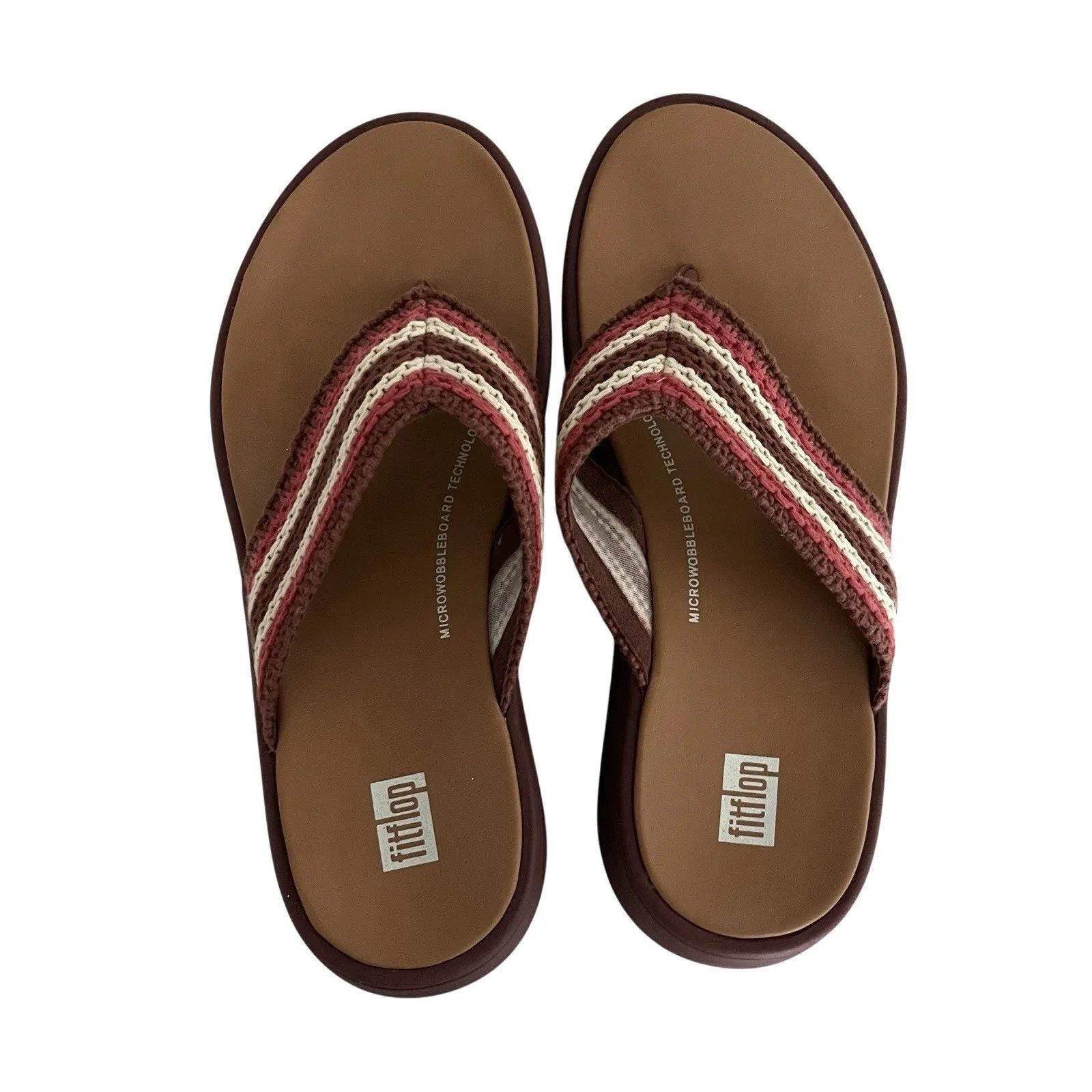 FitFlop F-Mode Crochet Flatform Sandals Clay Brown Sz 6 Boho Coastal Comfort - Image 4