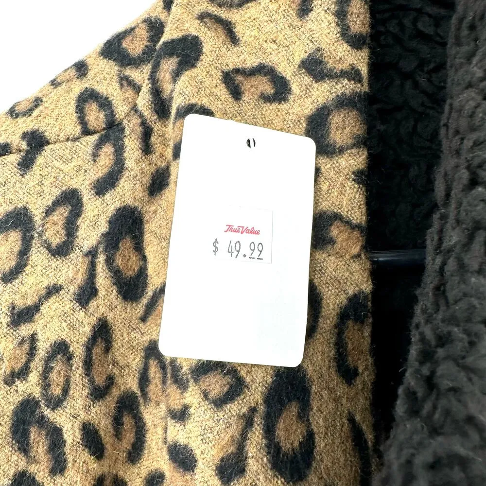 Women Reversible Vest One Size Black Animal Print Pockets Drape Asymmetrical NWT - Image 4