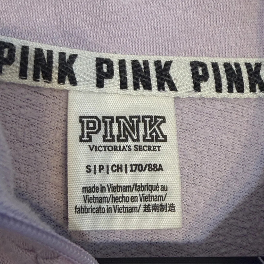 PINK Victorias Secret Size Small Lilac Quarter Zip Sweater - Image 2