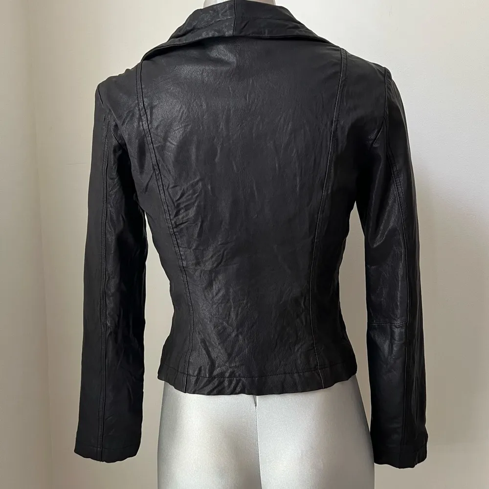 Michael Kors  Shawl Collar Genuine Leather Jacket Size Medium M Black Moto Grunge - Image 4