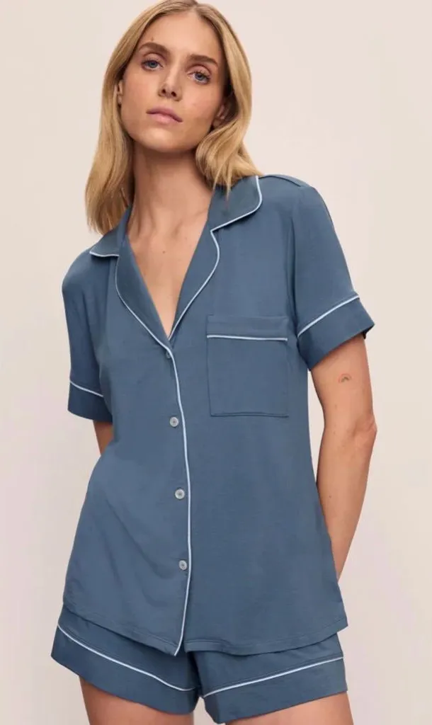 Eberjey Gisele TENCEL Modal Relaxed Short Sleeve PJ Top Coastal Blue- Size Small - Image 1