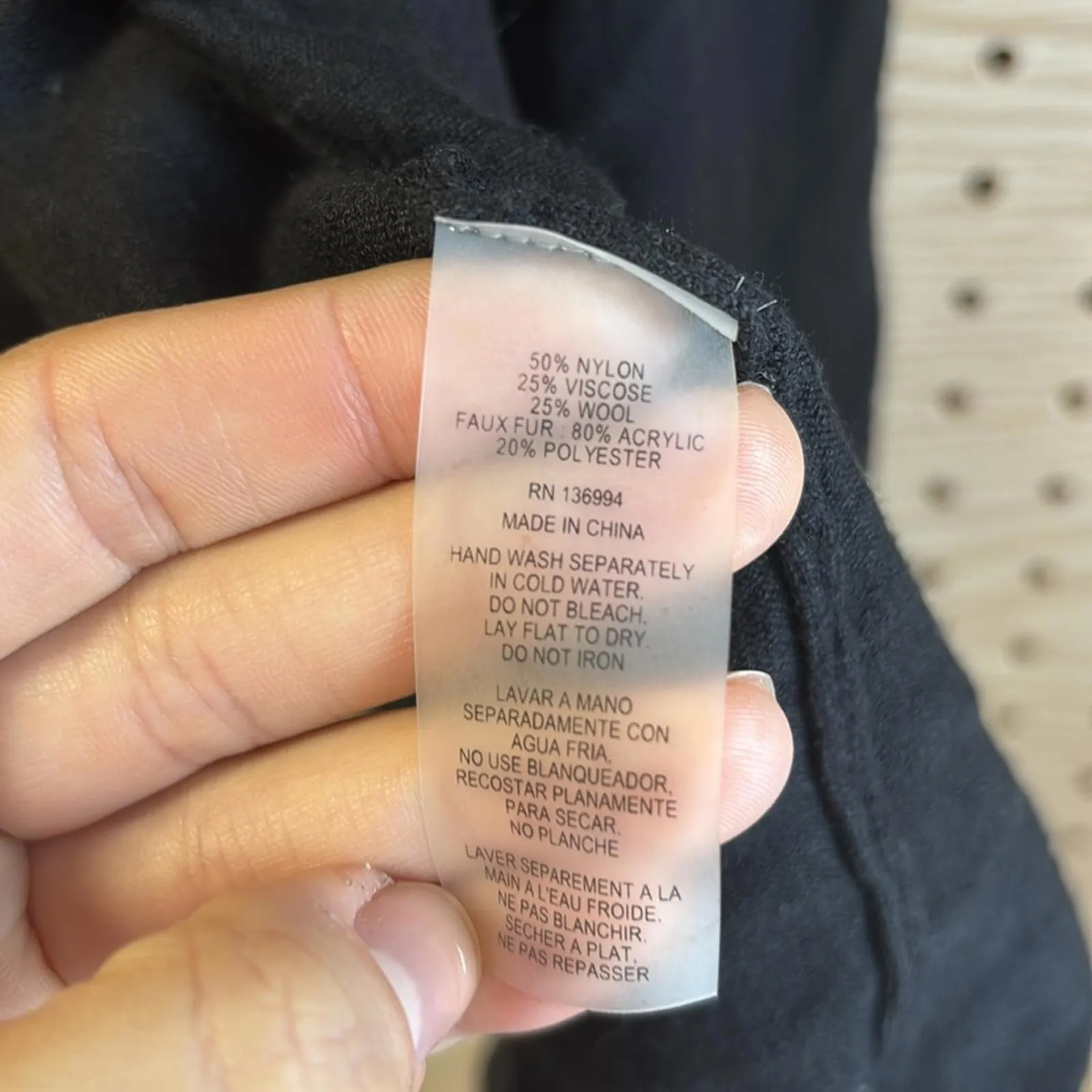 Black Open Front Cascading Removable Faux Fur Collar Sweater Cardigan Minimal Size M - Image 8