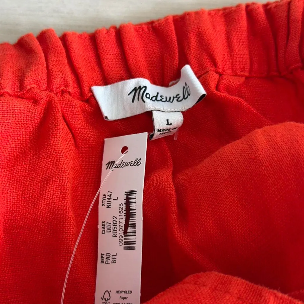 Madewell Contrast-Stitch Squareneck Top in Bright Flame, Size Large - Image 6